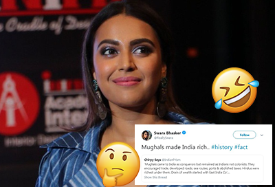 Swara Bhaskar gets trolled for a tweet saying Mughals made India rich
